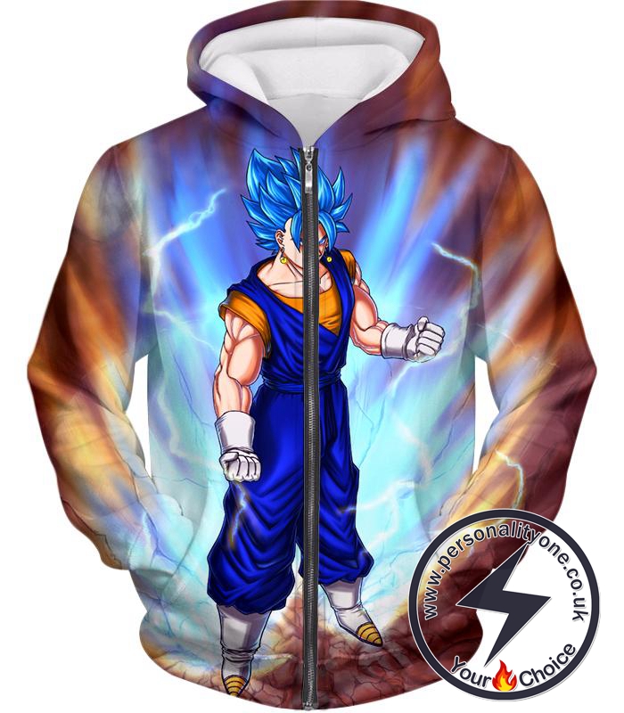 Dragon Ball Super Awesome Vegito Super Saiyan Blue Cool Action Anime Zip Up Hoodie